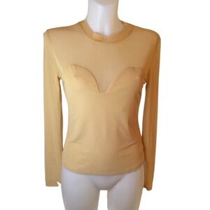 NWT Sofia’s Choice Champagne Mesh Sheer Long Sleeve Top Size Medium